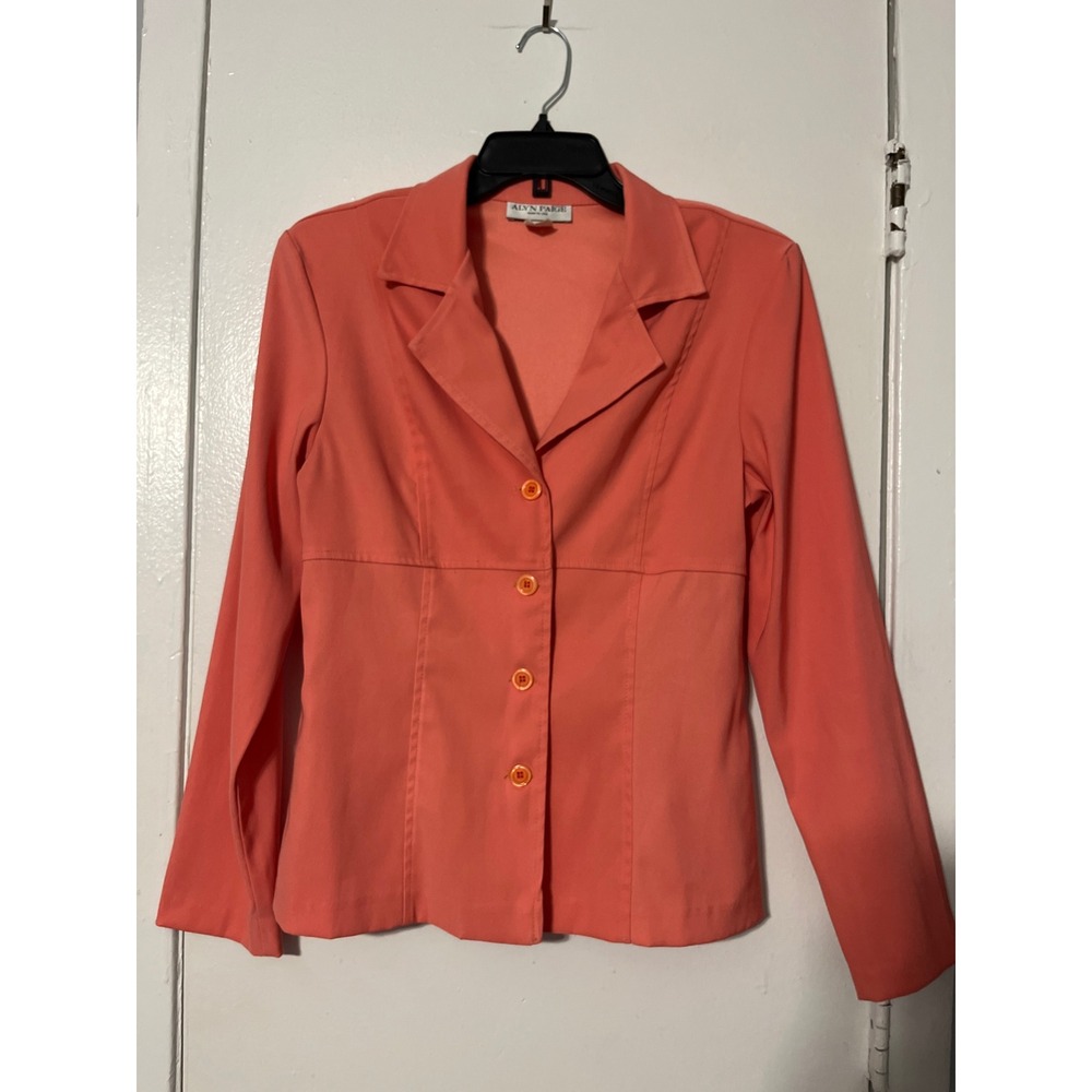 Alyn Paige Coral Pink Button Front Blazer Jacket Made in USA Size 10